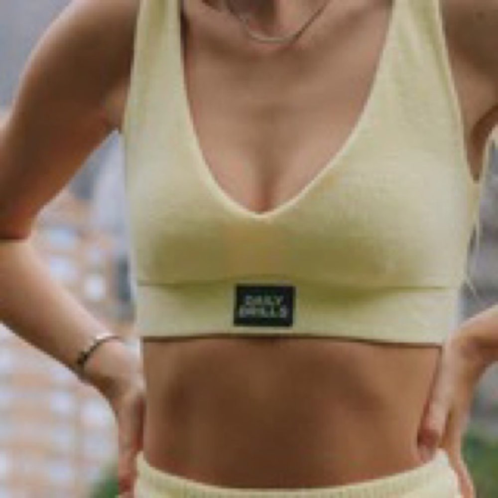Daily Drills Terry V-Neck Bralette in Butter - M